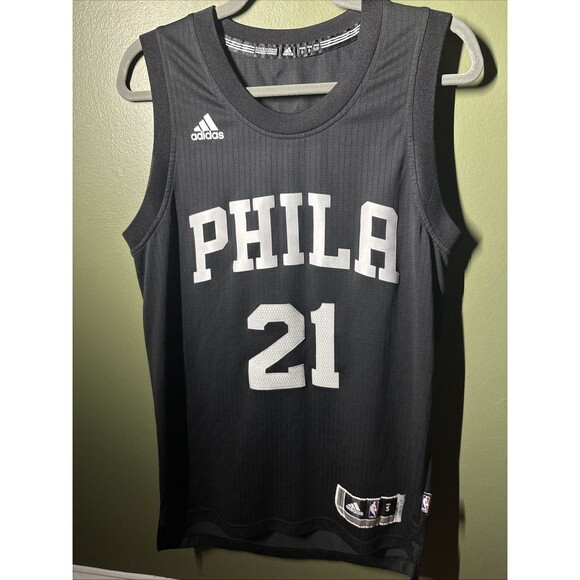 Adidas Philadelphia 76ers Joel Embiid 21 Black Men Jersey Size Small - Sixers - Picture 1 of 6